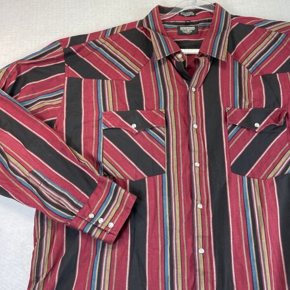 Vintage AUTHENTIC WESTERN YOUNGBLOODS Women 2X Red Blue Multi Striped Shirt Lot - Picture 9 of 15